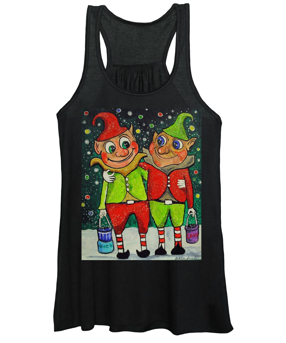 Christmas Women's Tank Top featuring the painting Christmas Elves by Patricia Arroyo