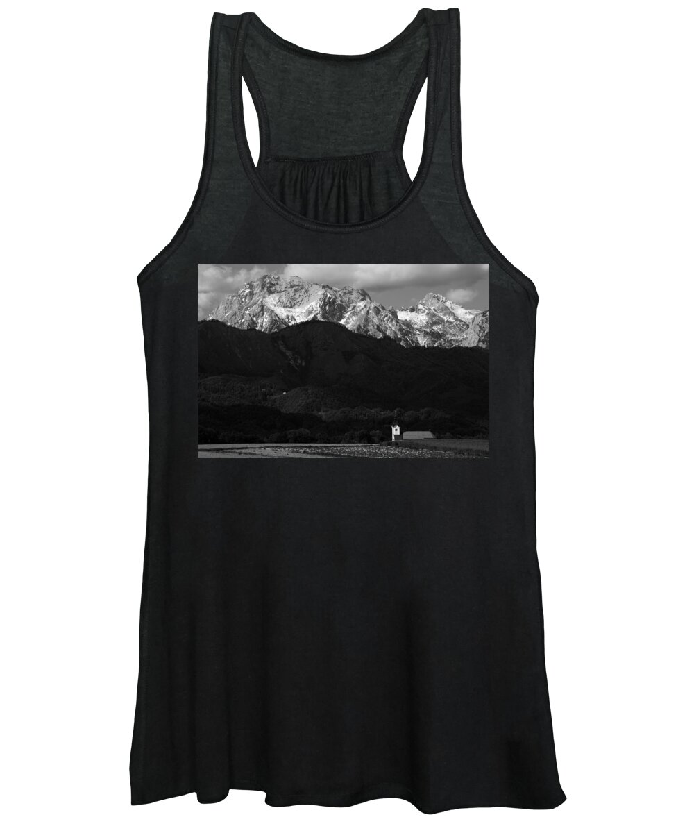 Komenda Women's Tank Top featuring the photograph Church of Saint Peter in black and white by Ian Middleton