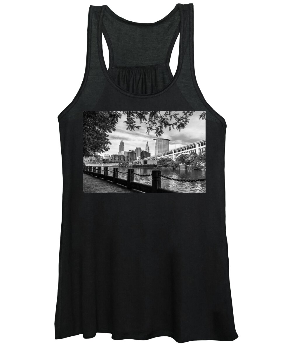 Cleveland Ohio Women's Tank Top featuring the photograph Cleveland River Cityscape by Dale Kincaid