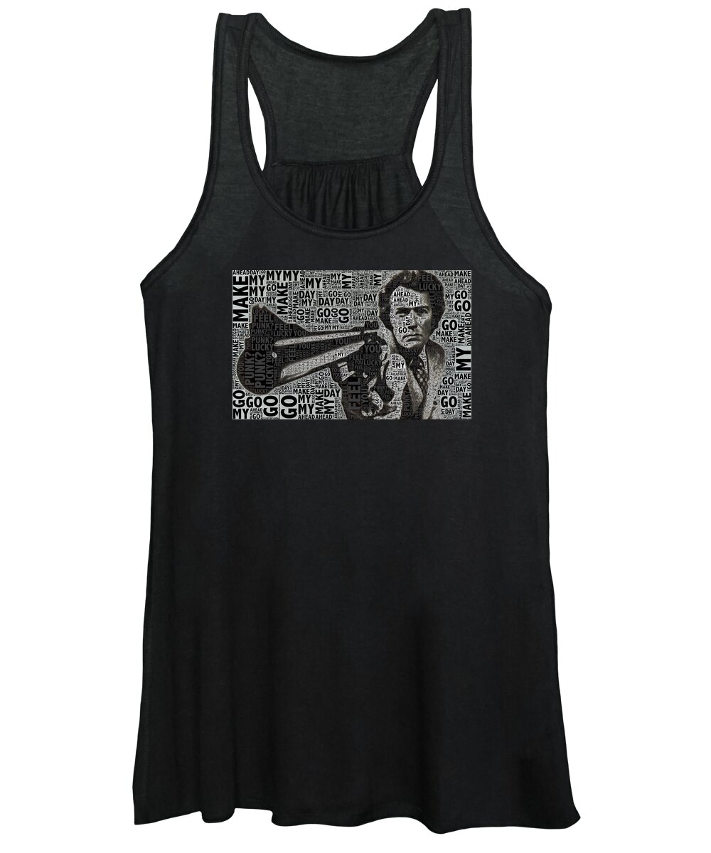 Clint Eastwood Women's Tank Top featuring the photograph Clint Eastwood Dirty Harry by Tony Rubino