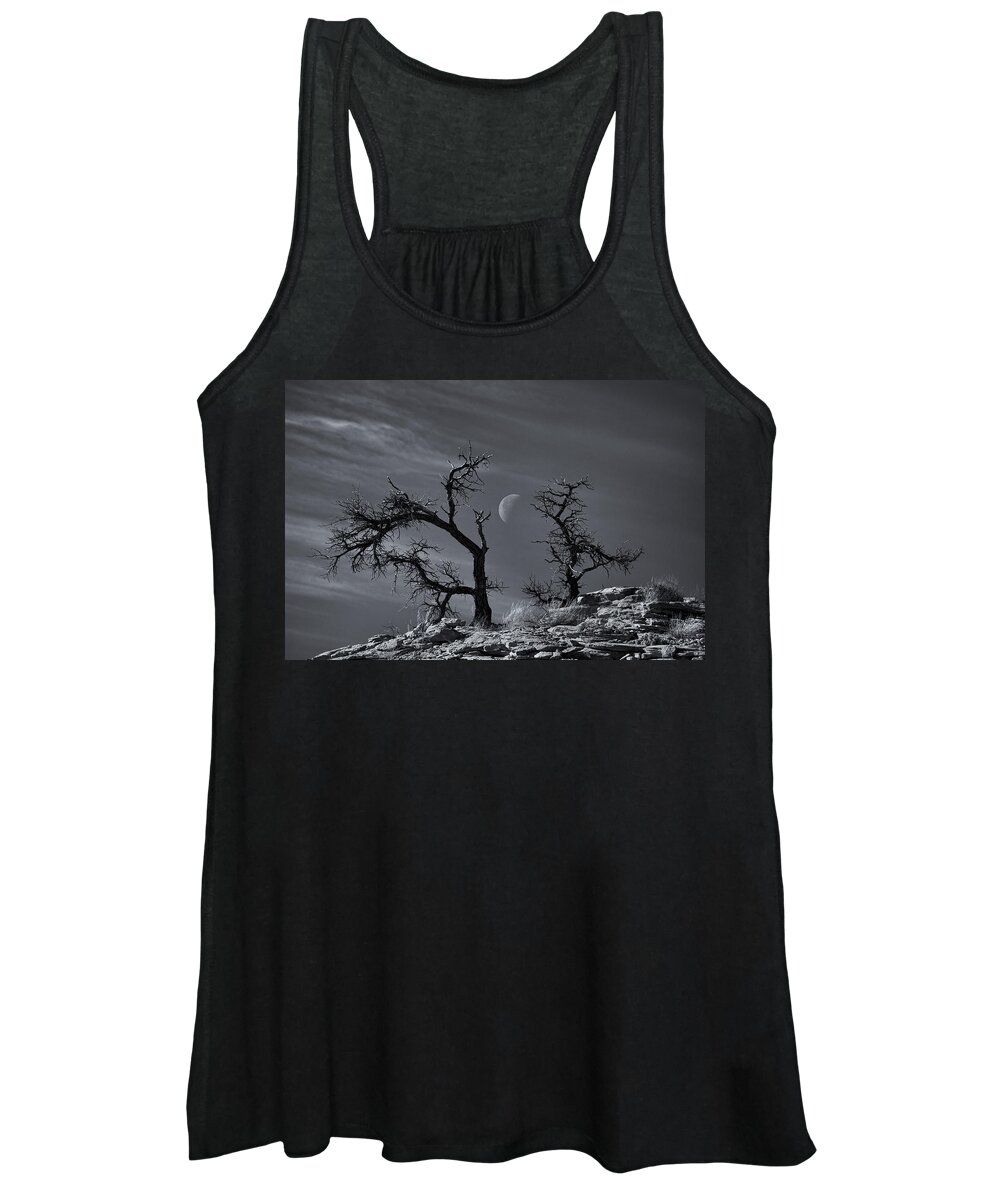Trees Women's Tank Top featuring the photograph Colorado National Monument Moonrise by Darren White