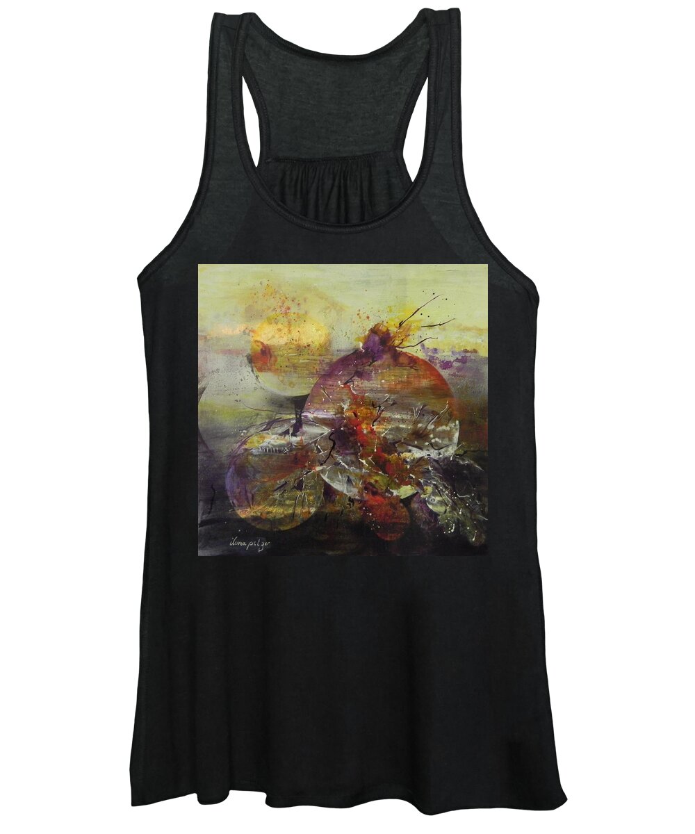 Cosmos Women's Tank Top featuring the painting Cosmic Storm by Ilona Petzer