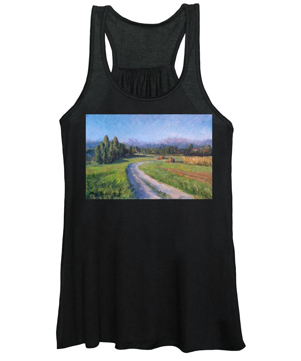 Trail Women's Tank Top featuring the painting Country road by Marco Busoni