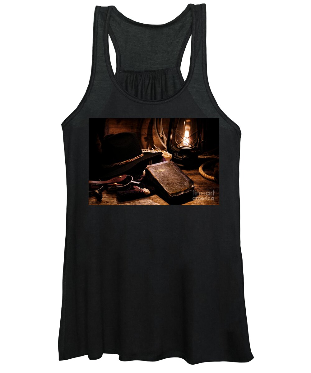 Western Women's Tank Top featuring the photograph Cowboy Bible by Olivier Le Queinec