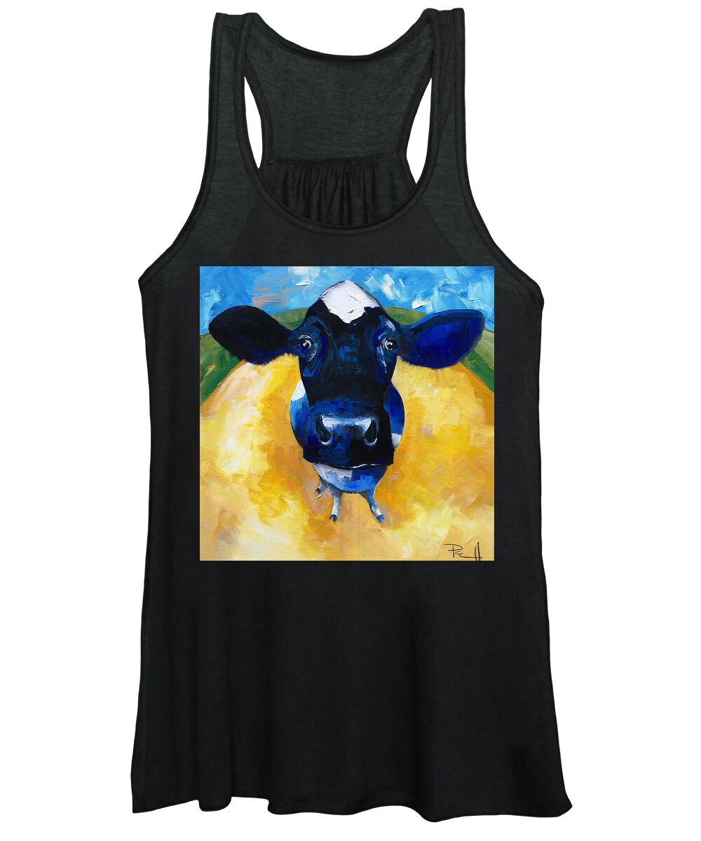 Cow Women's Tank Top featuring the painting Cowtale by Sean Parnell