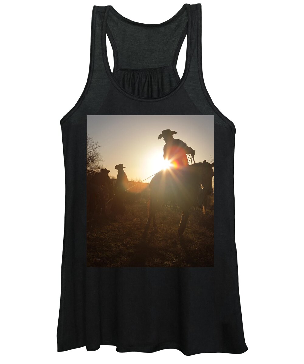 Texas Cowboys Women's Tank Top featuring the photograph Daybreak by Diane Bohna
