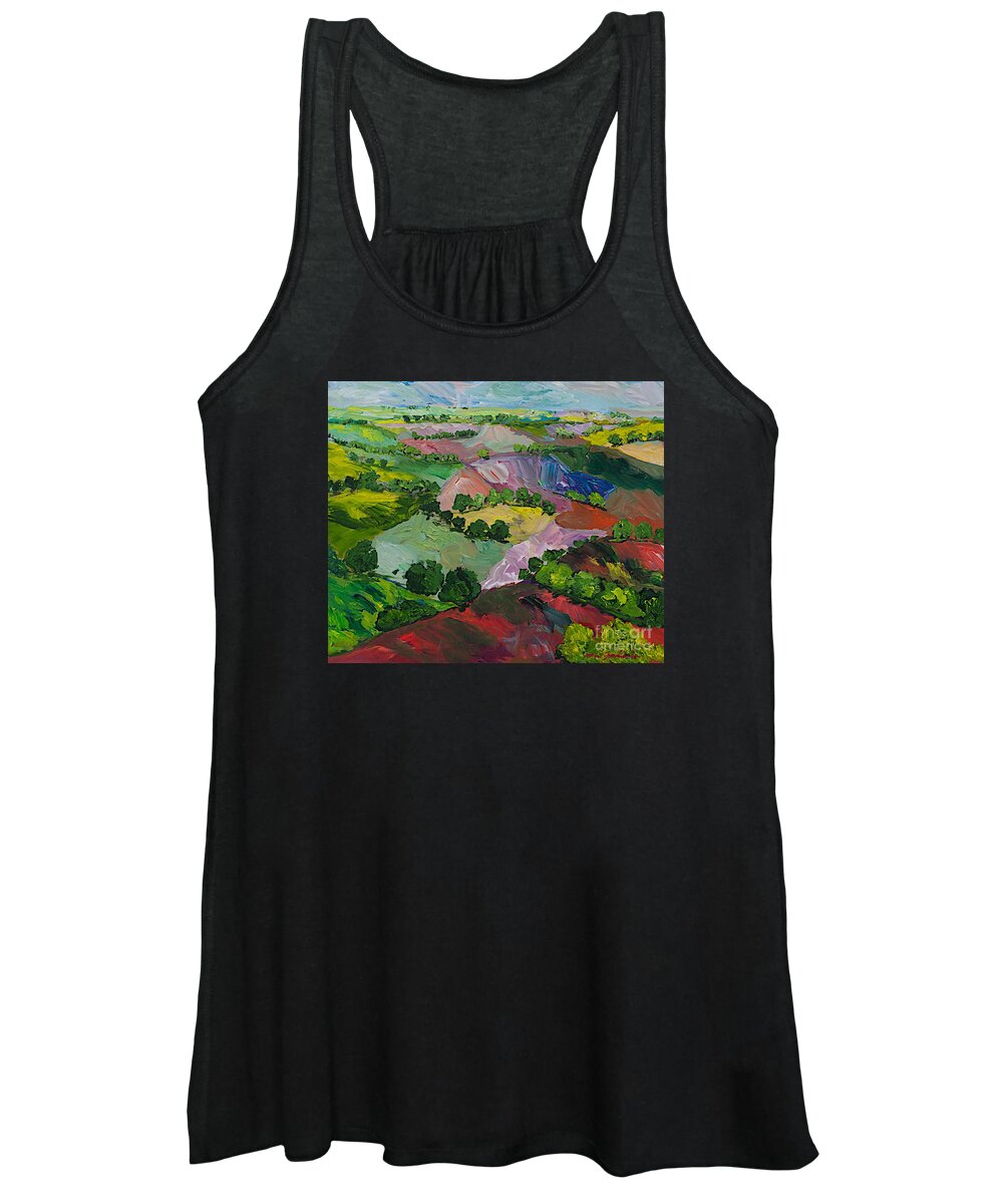 Landscape Women's Tank Top featuring the painting Deep Ridge Red Hill by Allan P Friedlander