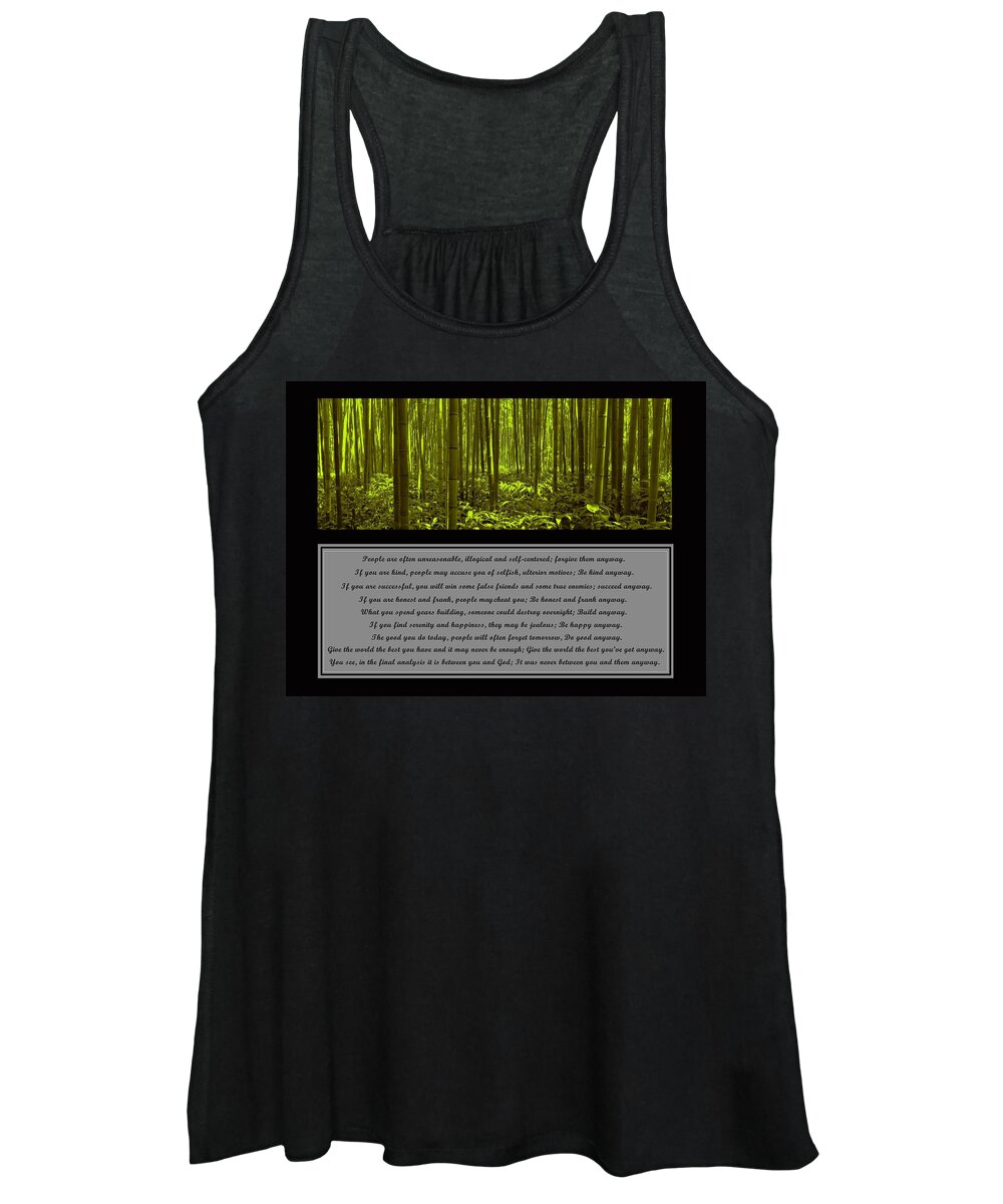 Mother Teresa Women's Tank Top featuring the photograph Do It Anyway Bamboo Forest by David Dehner