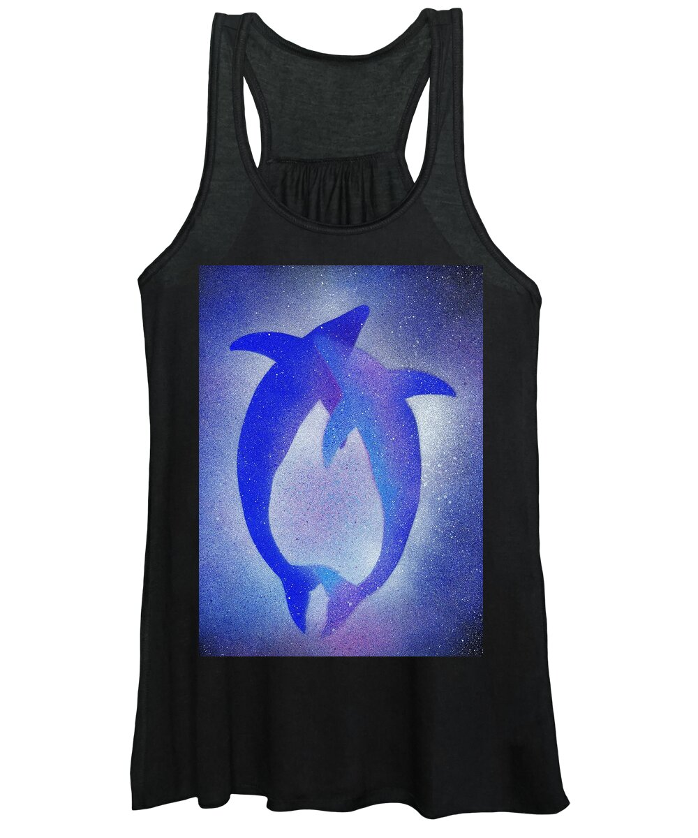 Dolphin Women's Tank Top featuring the painting Dolphins 3 by Hakon Soreide