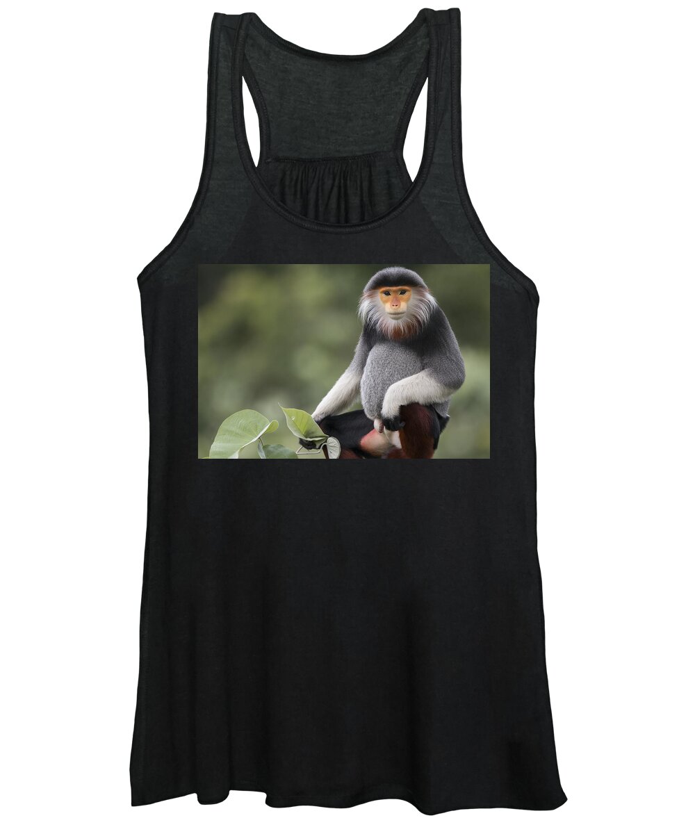 Cyril Ruoso Women's Tank Top featuring the photograph Douc Langur Male Vietnam by Cyril Ruoso