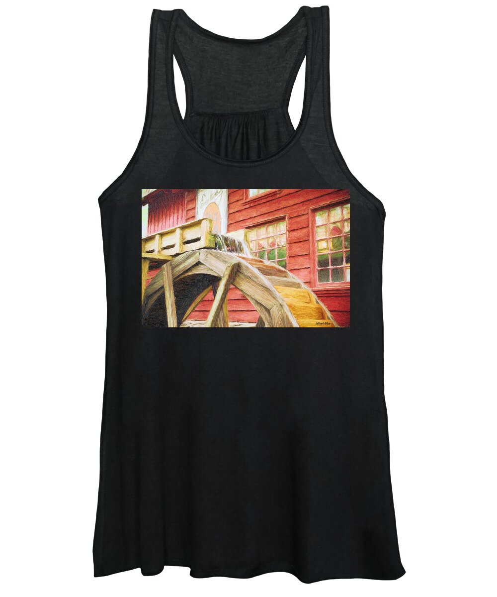 Flour Women's Tank Top featuring the painting Down by the Old Mill by Jeffrey Kolker