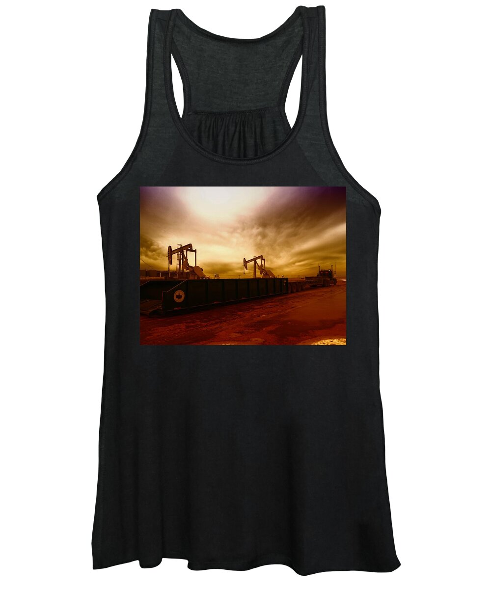 Oil Women's Tank Top featuring the photograph Dropping A Tank by Jeff Swan