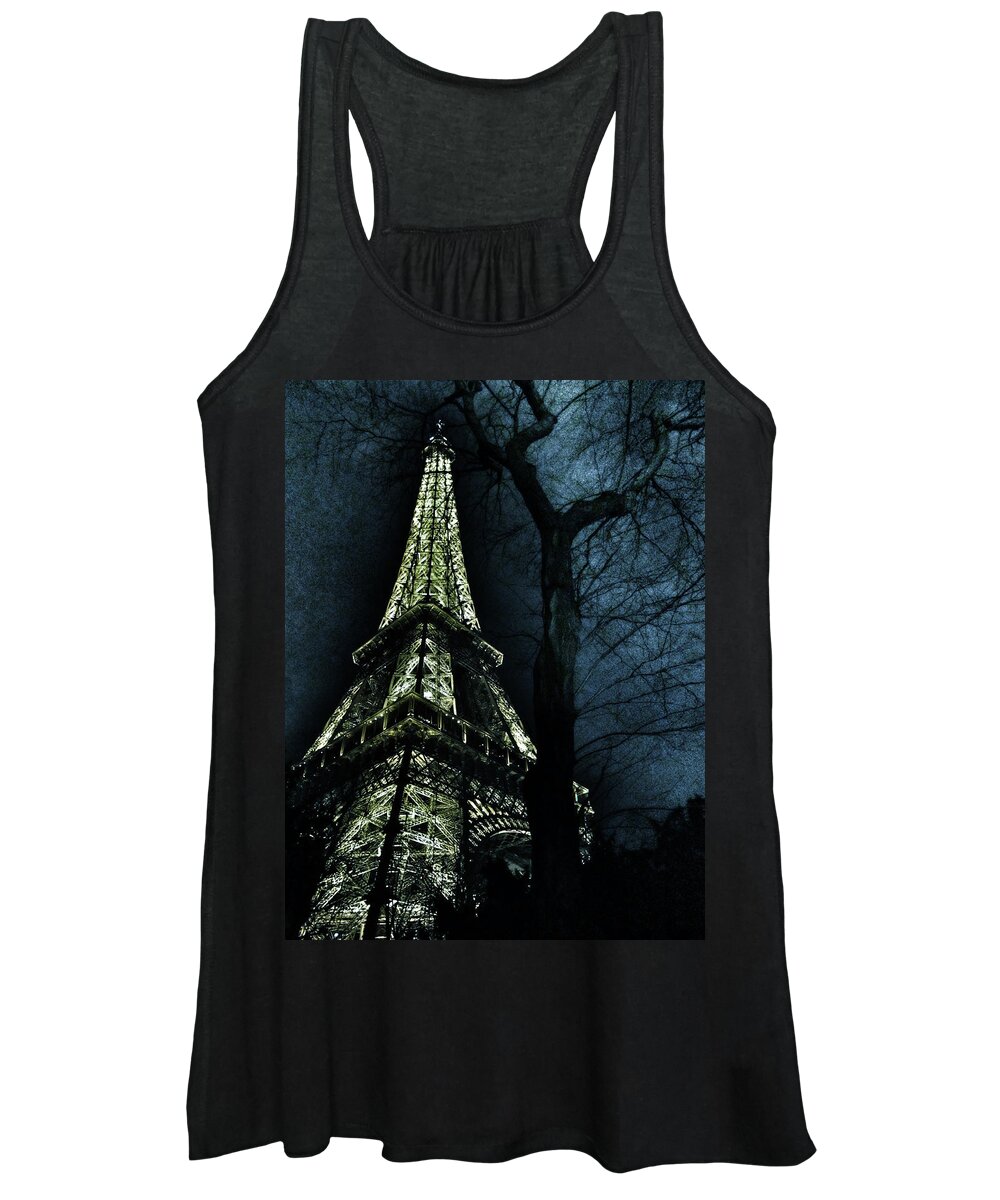 Eiffel Women's Tank Top featuring the photograph Eiffel Tower at Moonlight by Marianna Mills