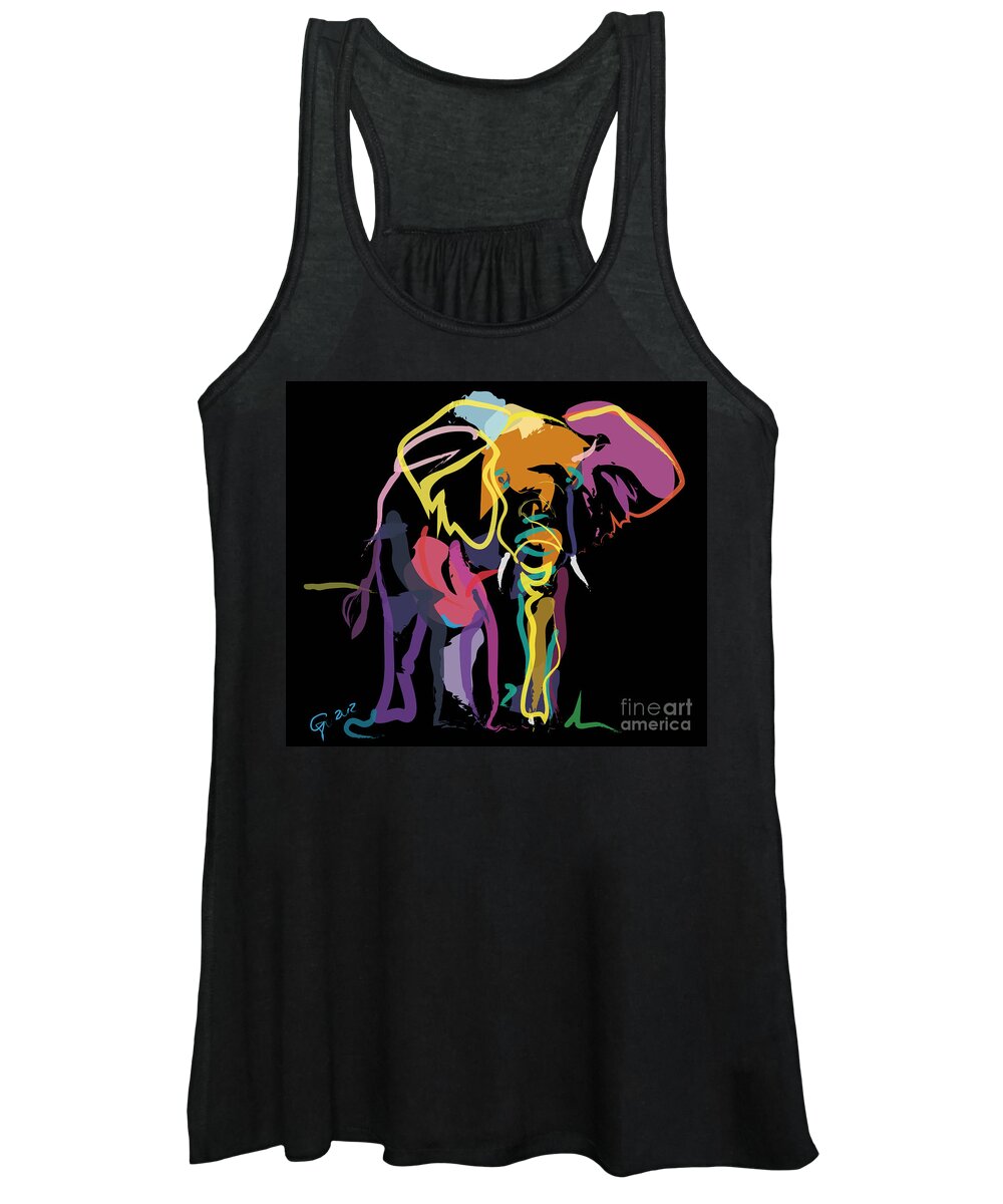 Wildlife Women's Tank Top featuring the painting Elephant in colour by Go Van Kampen