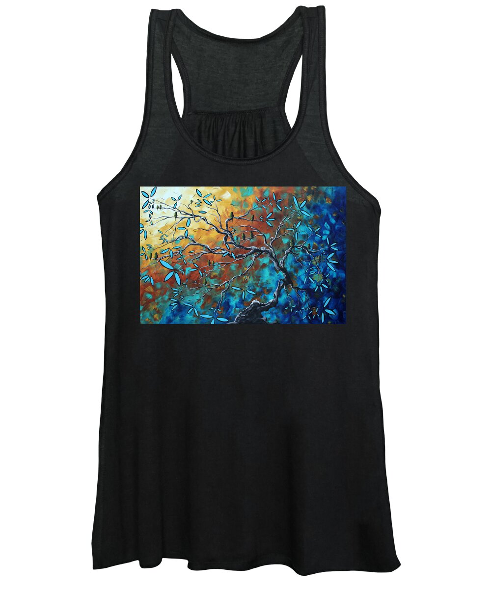 Art Women's Tank Top featuring the painting Enormous Abstract Bird Art Original Painting WHERE THE HEART IS by MADART by Megan Aroon