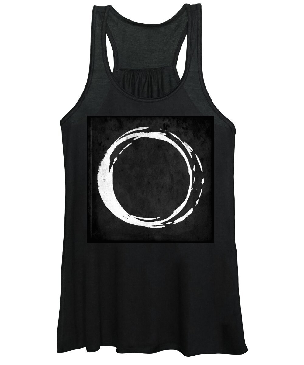 Black Women's Tank Top featuring the painting Enso No. 107 White on Black by Julie Niemela
