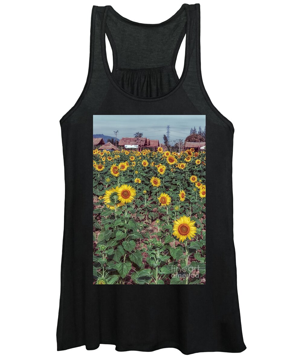 Sunflowers Women's Tank Top featuring the photograph Field of Sunflowers by Adrian Evans