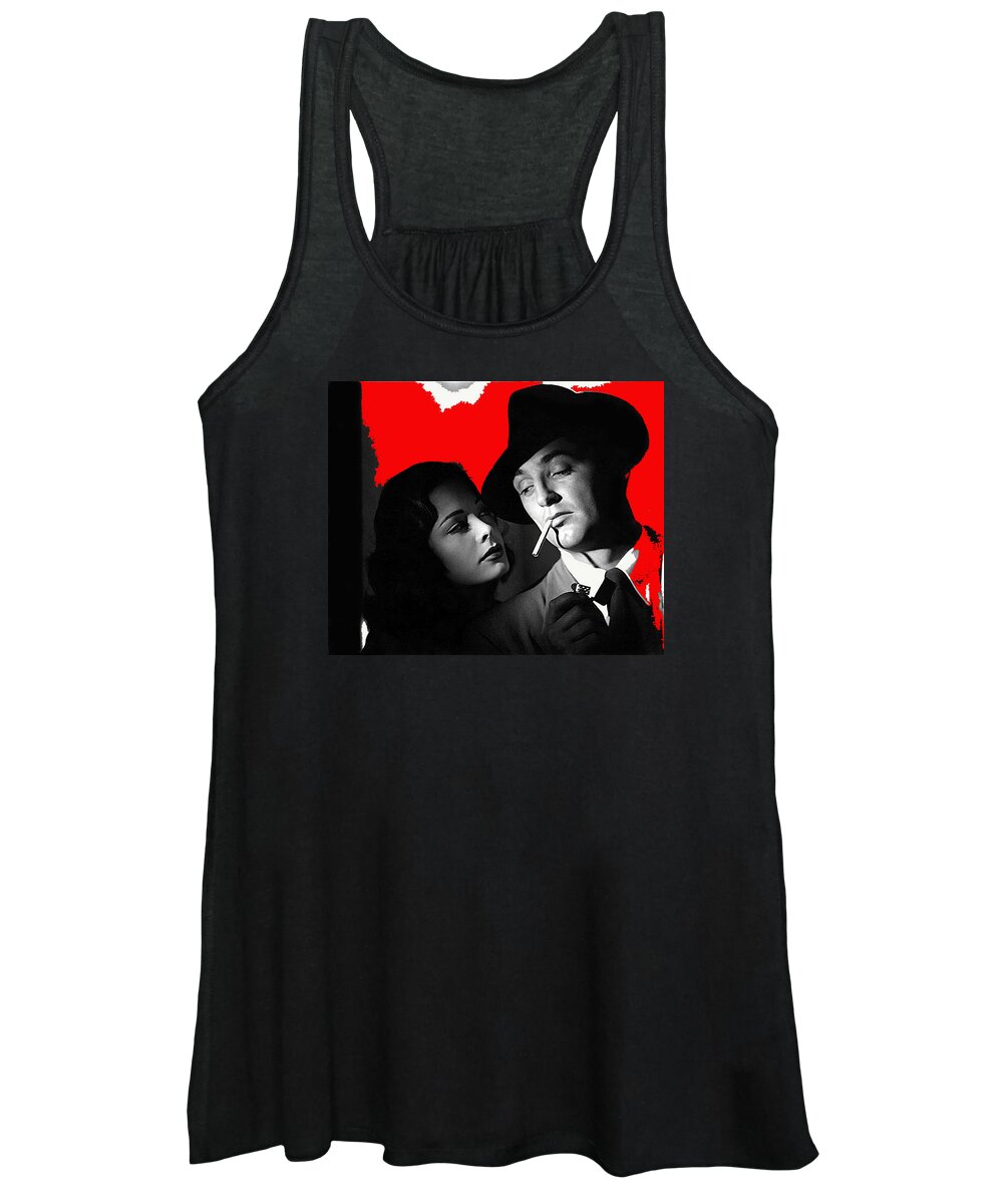 Film Noir Jane Greer Robert Mitchum Out Of The Past 1947 Rko Color Added 2012 Women's Tank Top featuring the photograph Film Noir Jane Greer Robert Mitchum Out Of The Past 1947 Rko Color Added 2012 by David Lee Guss