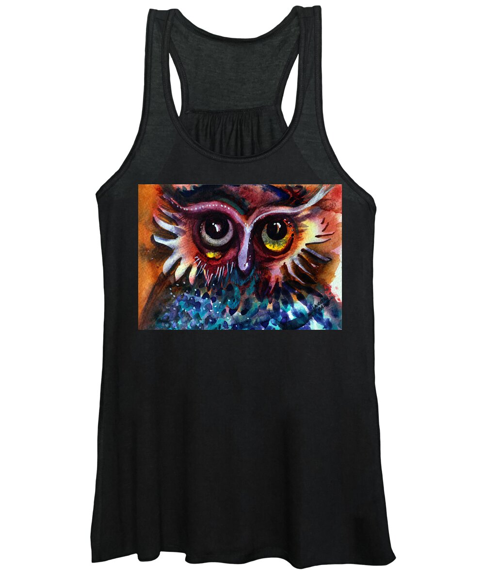  Owl Women's Tank Top featuring the painting Finley's Favorite by Laurel Bahe