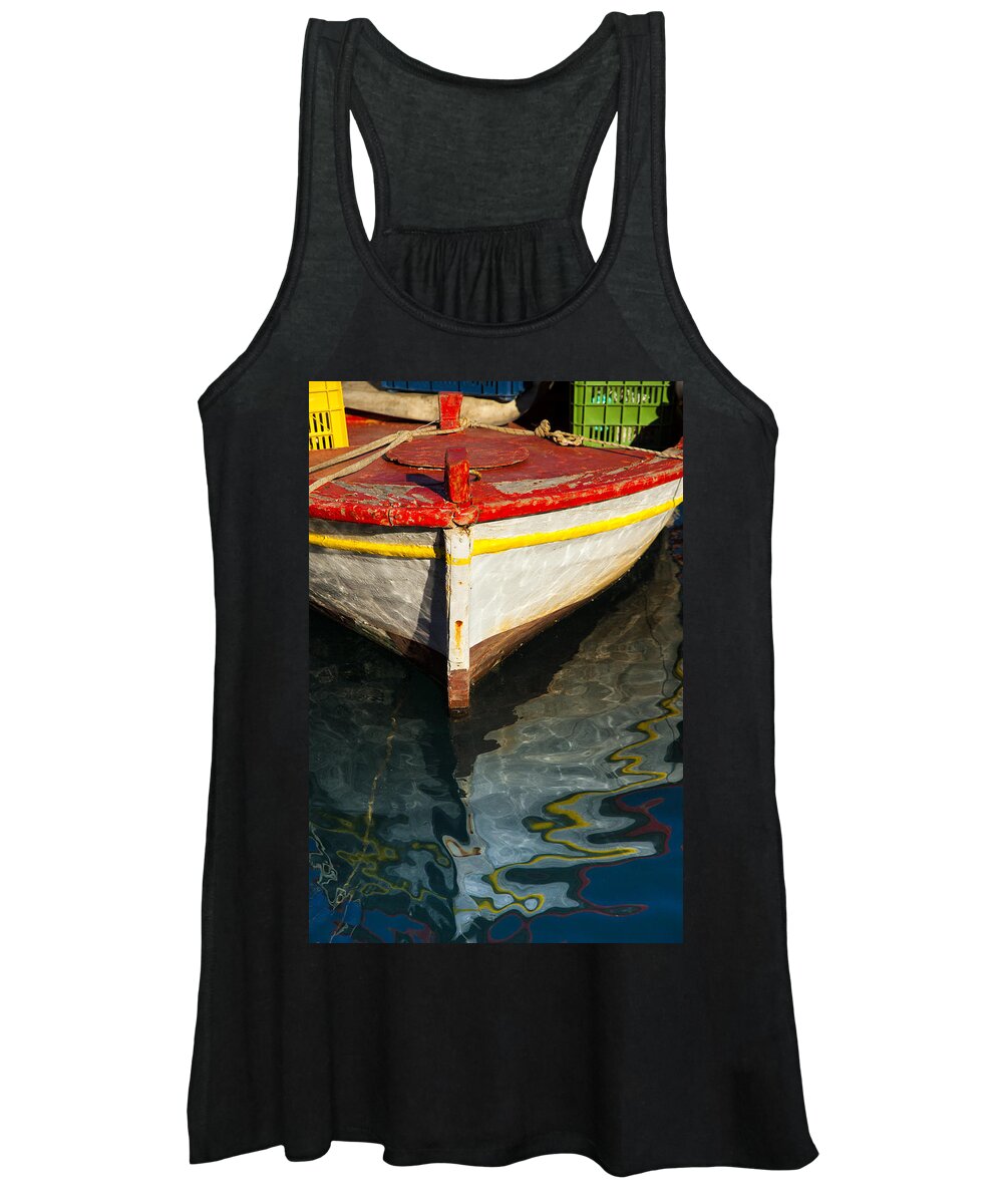 Fishing Women's Tank Top featuring the photograph Fishing boat in Greece by Mike Santis