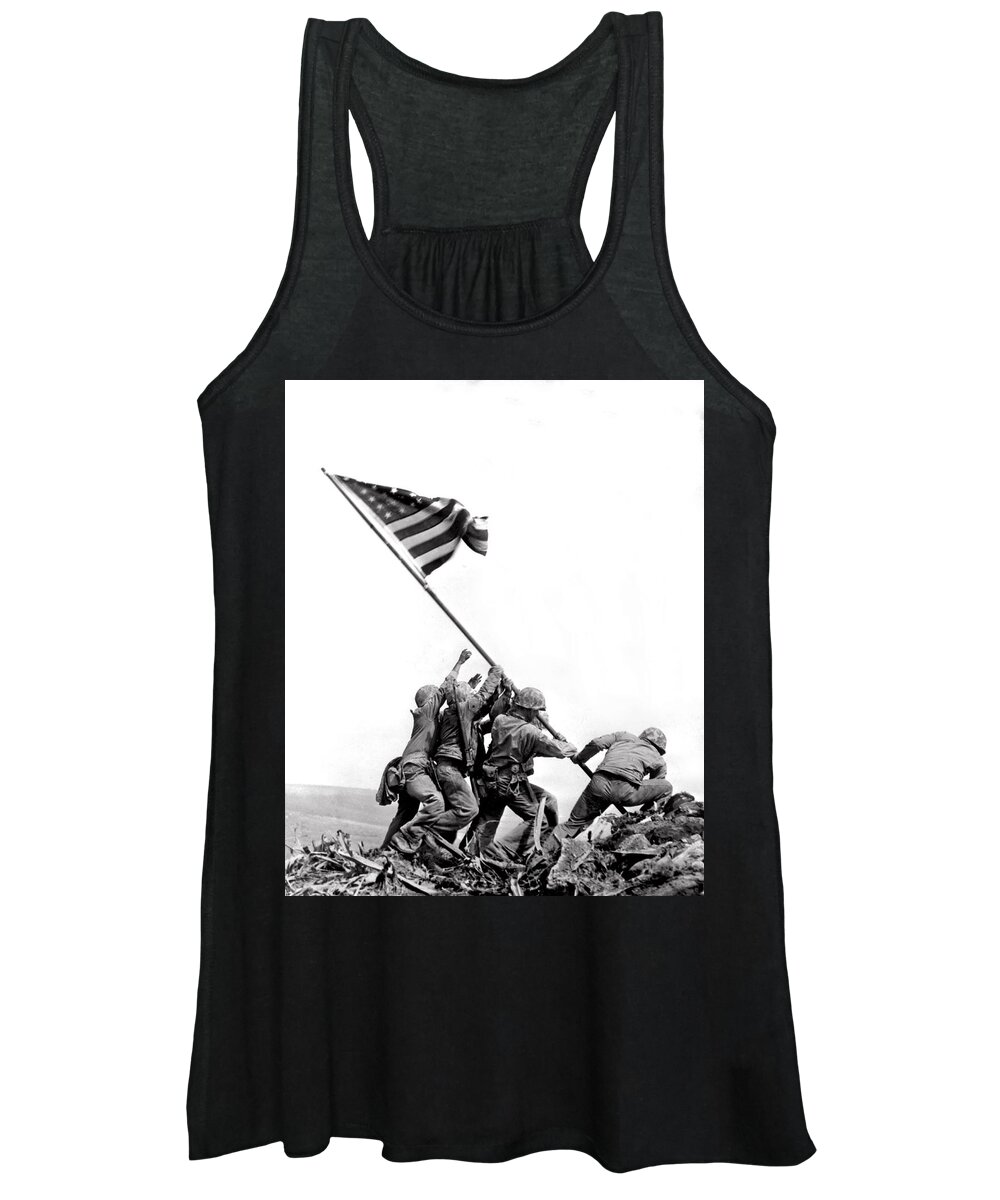 #faatoppicks Women's Tank Top featuring the photograph Flag Raising At Iwo Jima by Underwood Archives