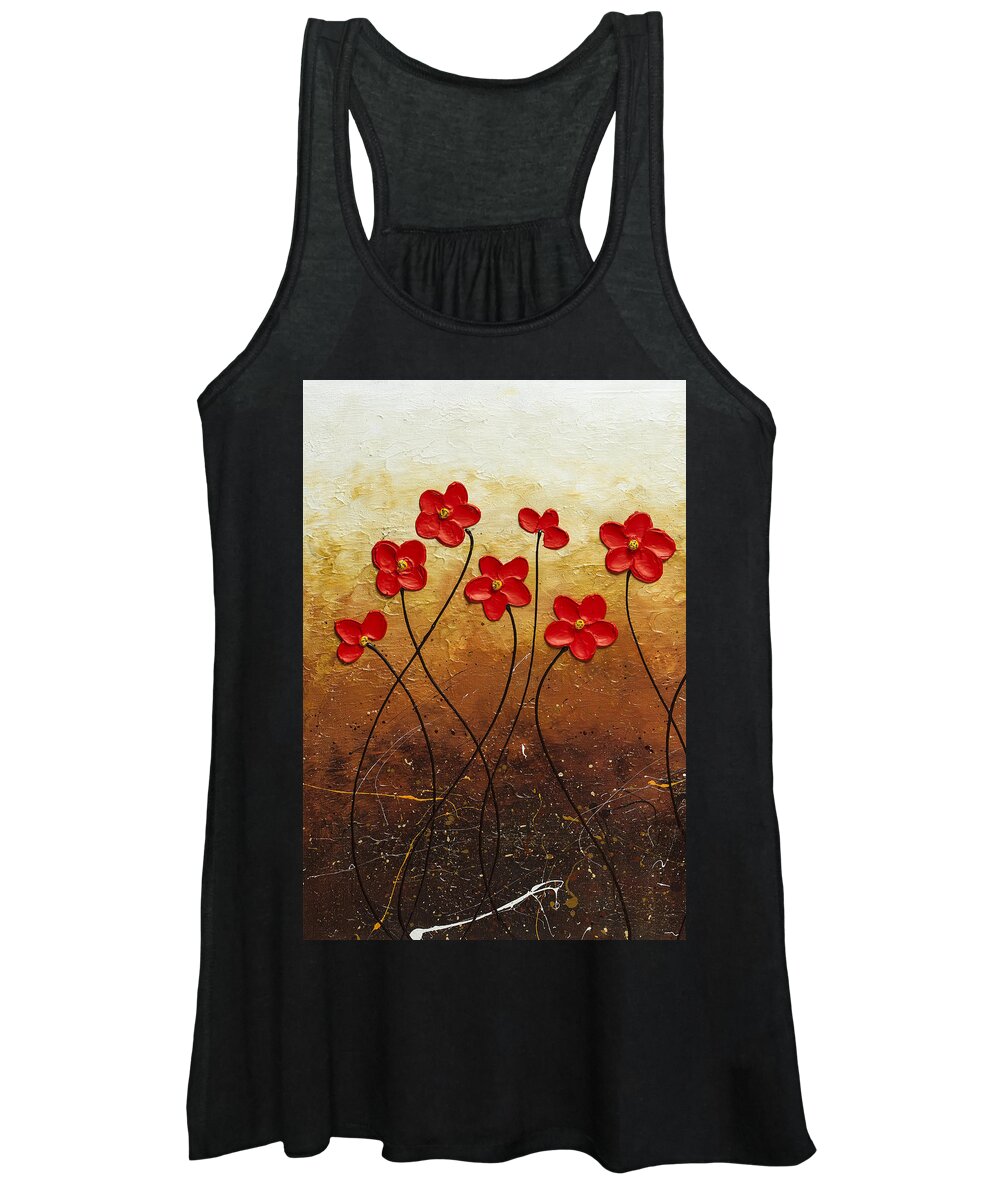 Abstract Art Women's Tank Top featuring the painting Flores de Mi Jardin 1 by Carmen Guedez
