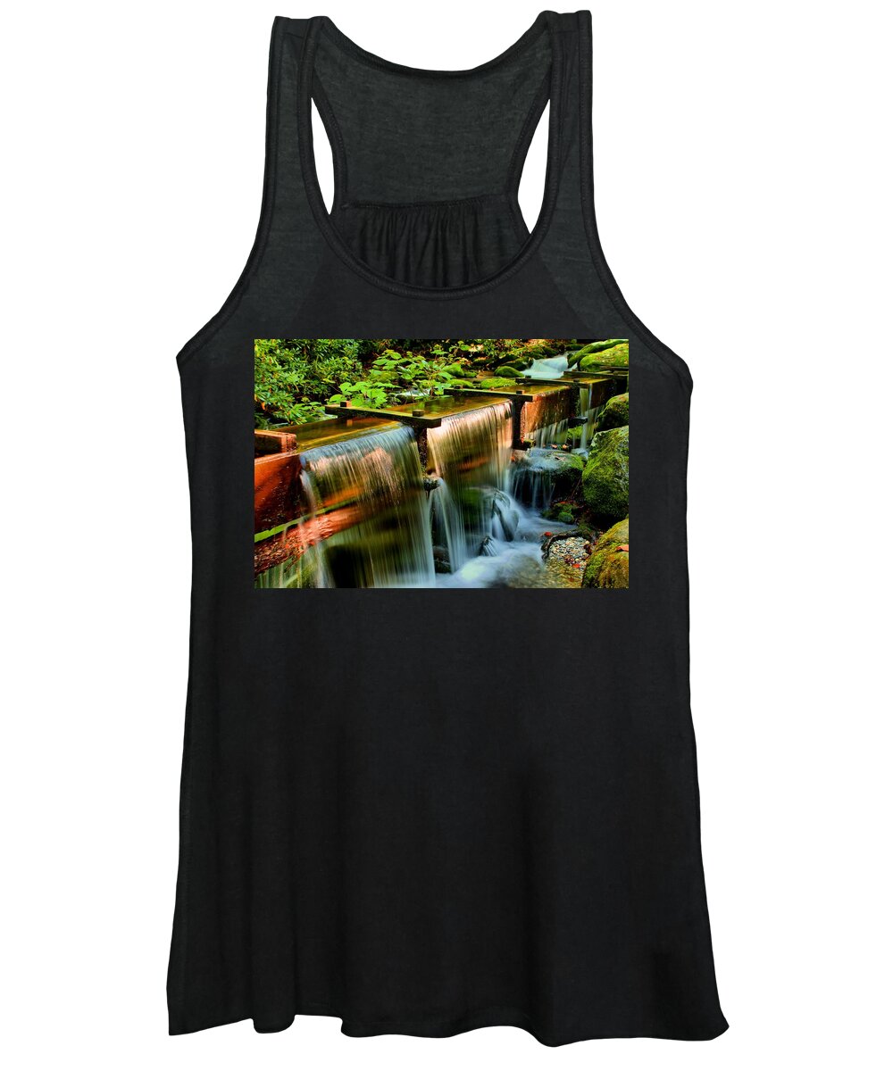 The Great Smoky Mountains National Park Women's Tank Top featuring the photograph Flume Overflow by Carol Montoya