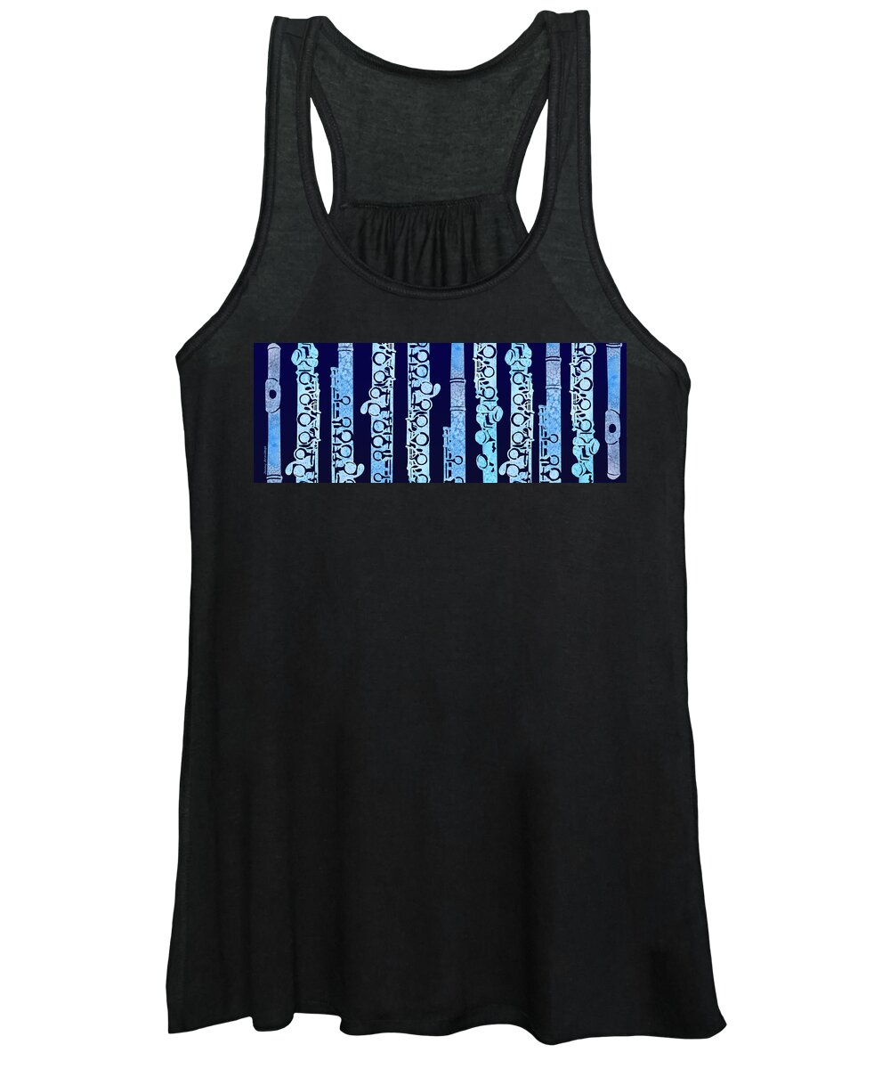  Flute Women's Tank Top featuring the mixed media Flutes in Blue by Jenny Armitage