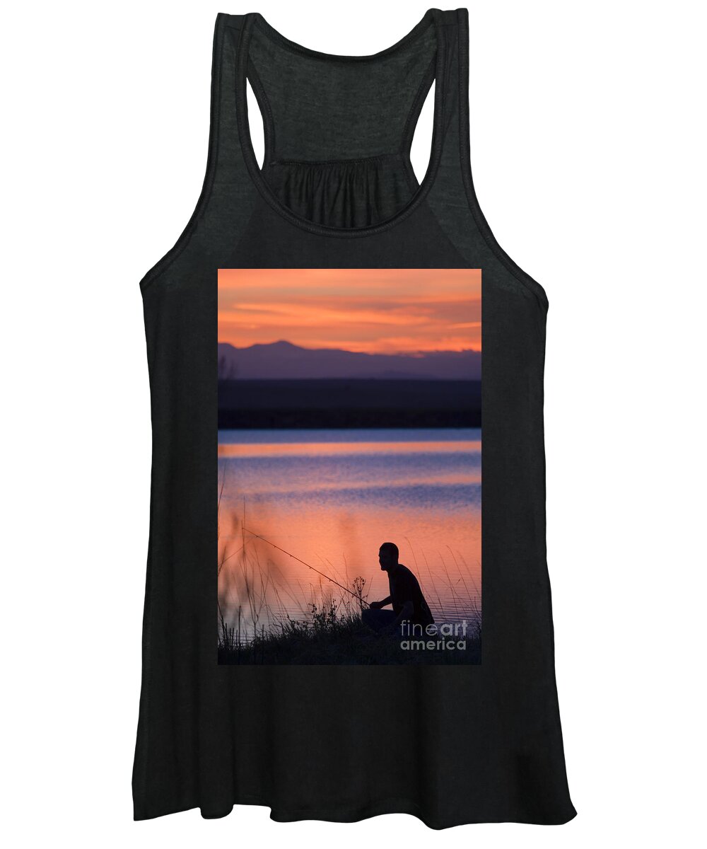Colorado Women's Tank Top featuring the photograph Fly Fishing at Sunset by Steven Krull