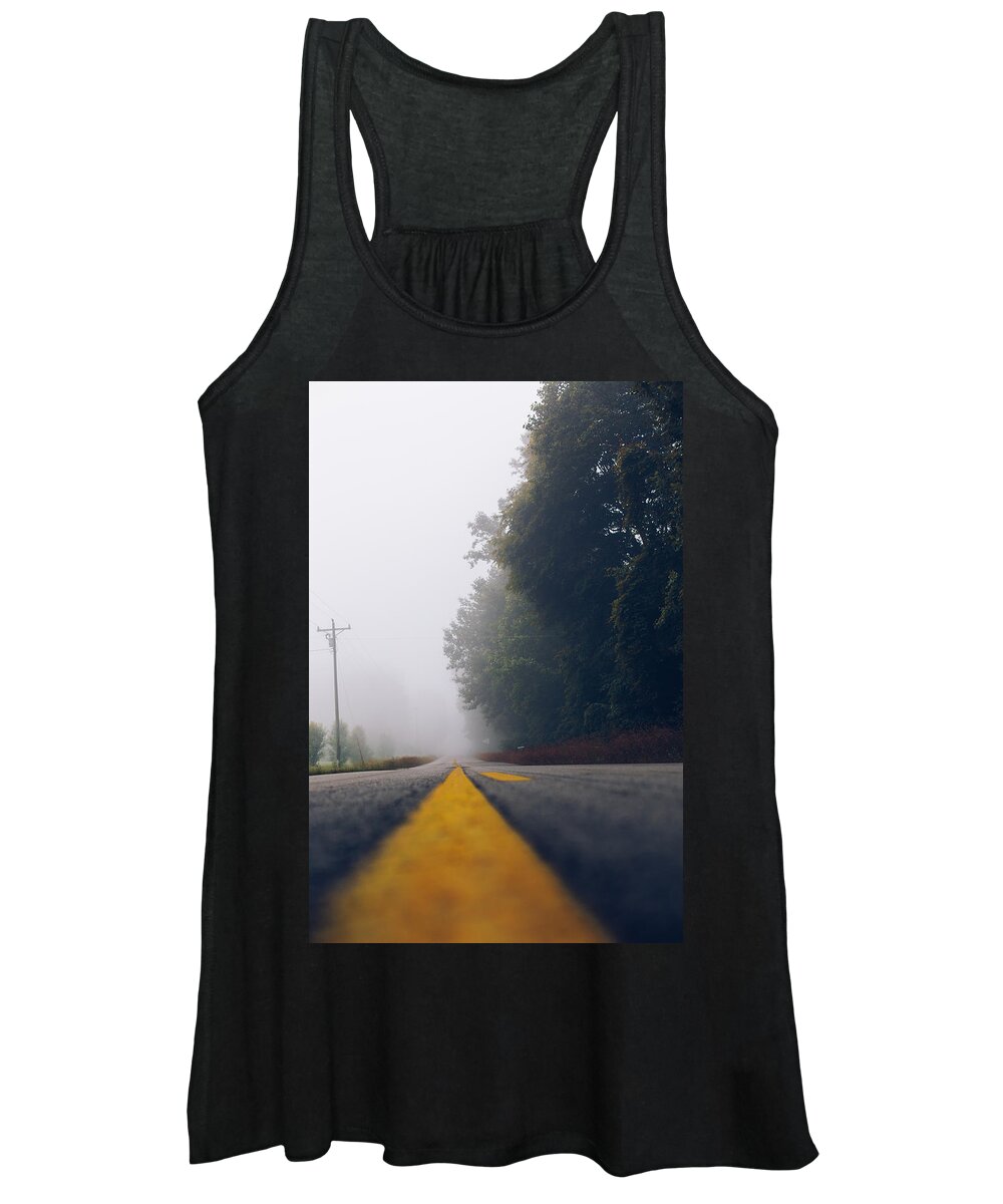 Fog Women's Tank Top featuring the photograph Fog on Highway by Amber Flowers