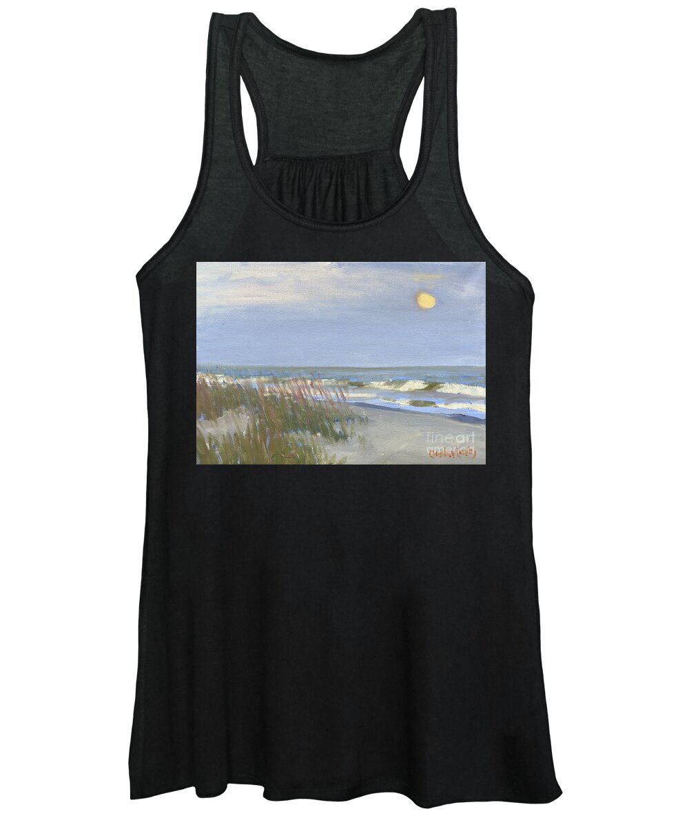 Dune Women's Tank Top featuring the painting Folly Field Moonrise by Candace Lovely