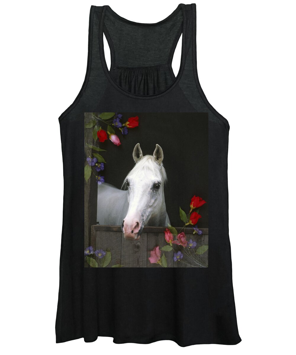 Horses In Roses Women's Tank Top featuring the painting For the Roses by Melinda Hughes-Berland