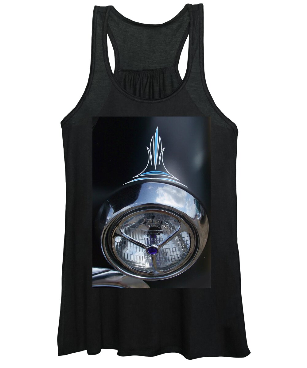 Headlight Women's Tank Top featuring the photograph Ford Pin striped headlight by Ron Roberts