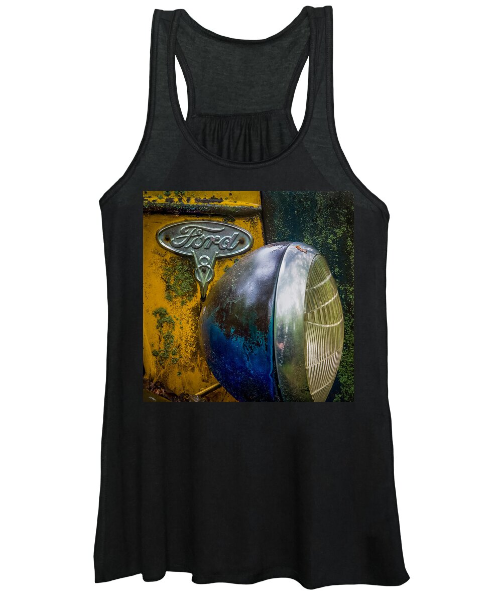 Rare Women's Tank Top featuring the photograph Ford V8 emblem by Paul Freidlund