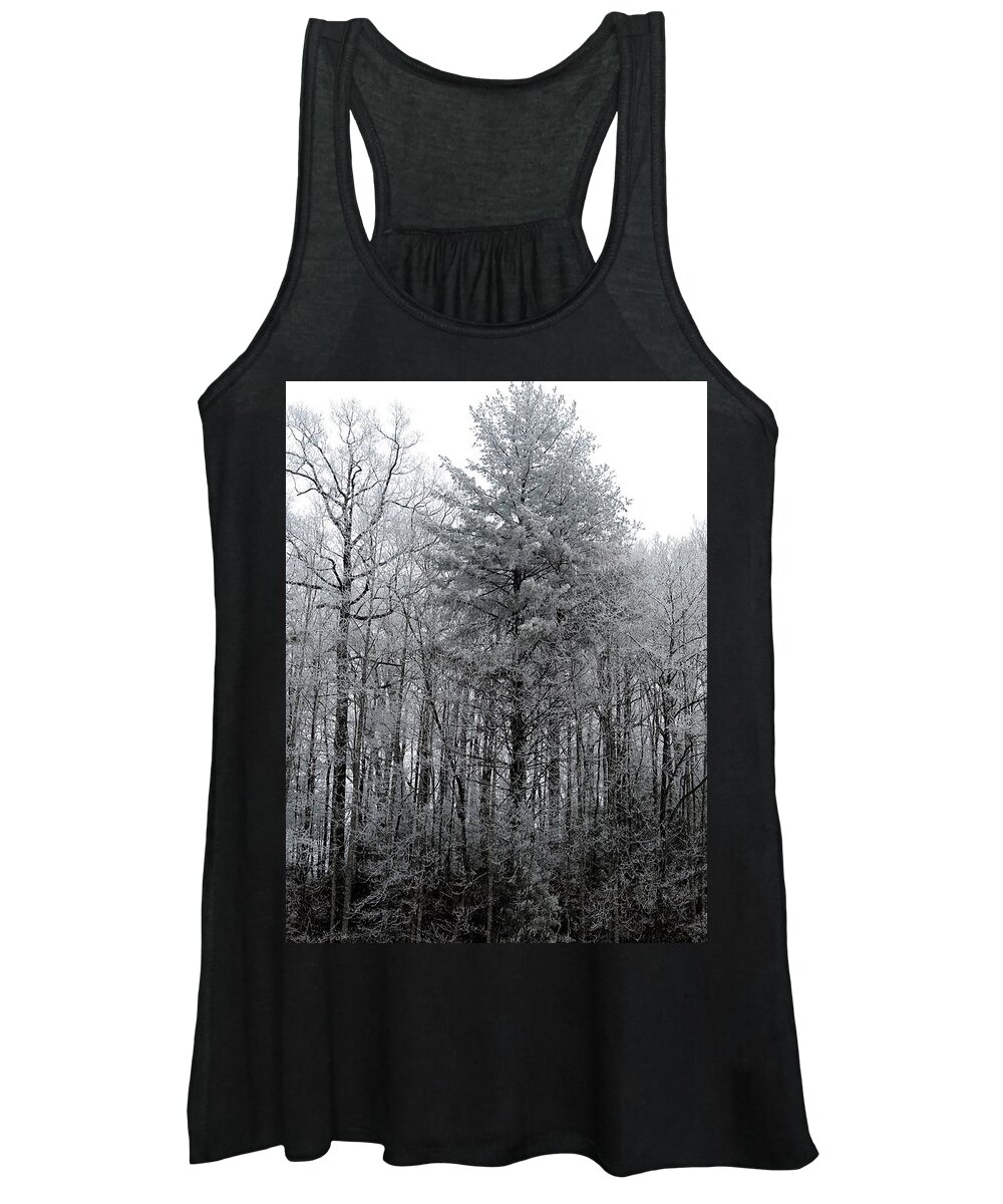 Landscape Women's Tank Top featuring the photograph Forest With Freezing Fog by Daniel Reed