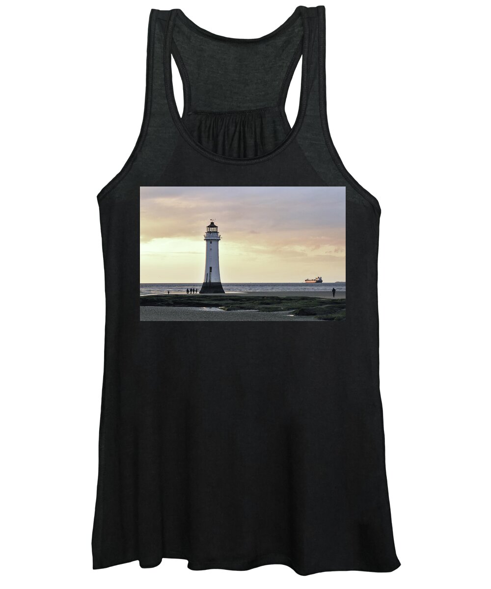 Lighthouse Women's Tank Top featuring the photograph Fort Perch Lighthouse and ship by Spikey Mouse Photography