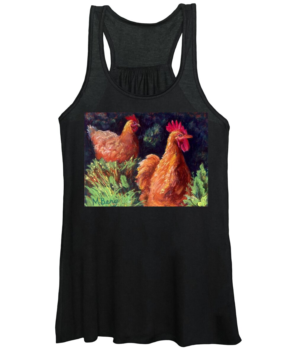 Pastel Women's Tank Top featuring the painting French Chickens by Marian Berg