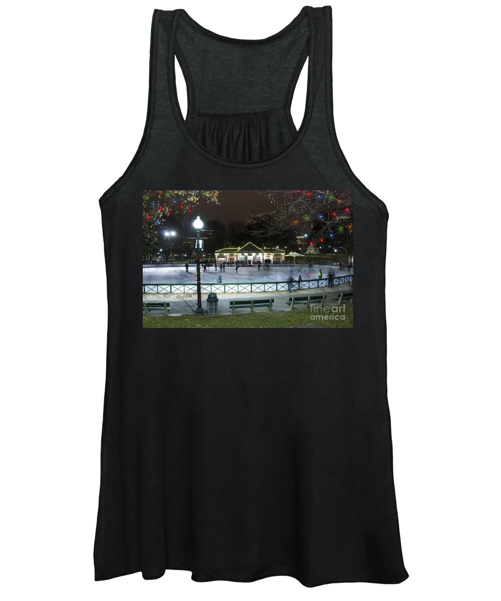 Activity Women's Tank Top featuring the photograph Frog Pond Ice Skating Rink in Boston Commons by Juli Scalzi