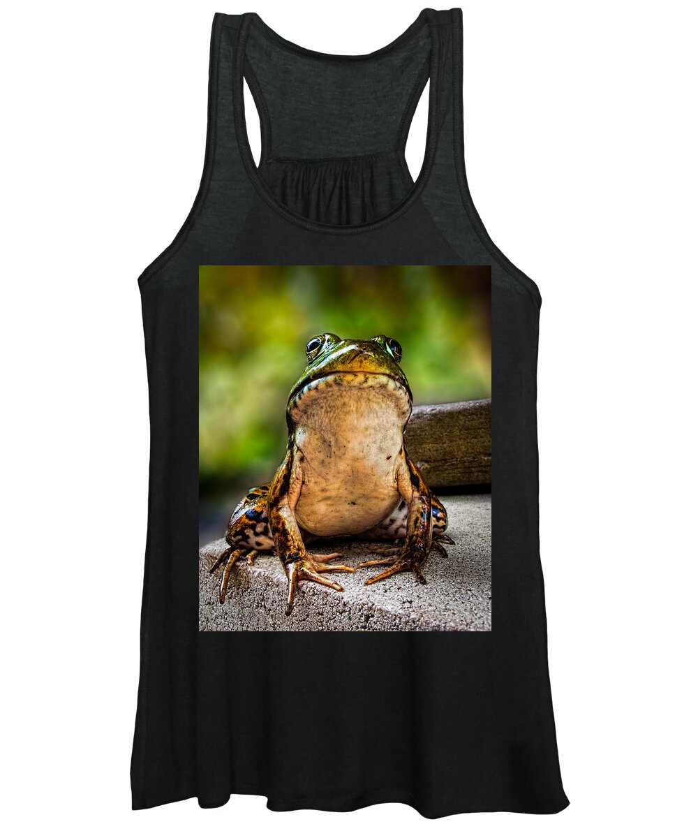 Frog Women's Tank Top featuring the photograph Frog Prince or so he thinks by Bob Orsillo