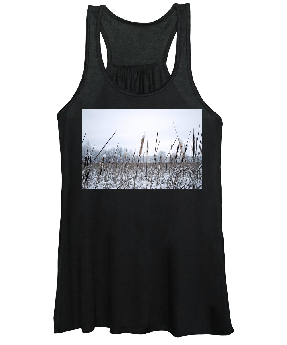 Cattails Women's Tank Top featuring the photograph Frosty Cattails by Jim Shackett