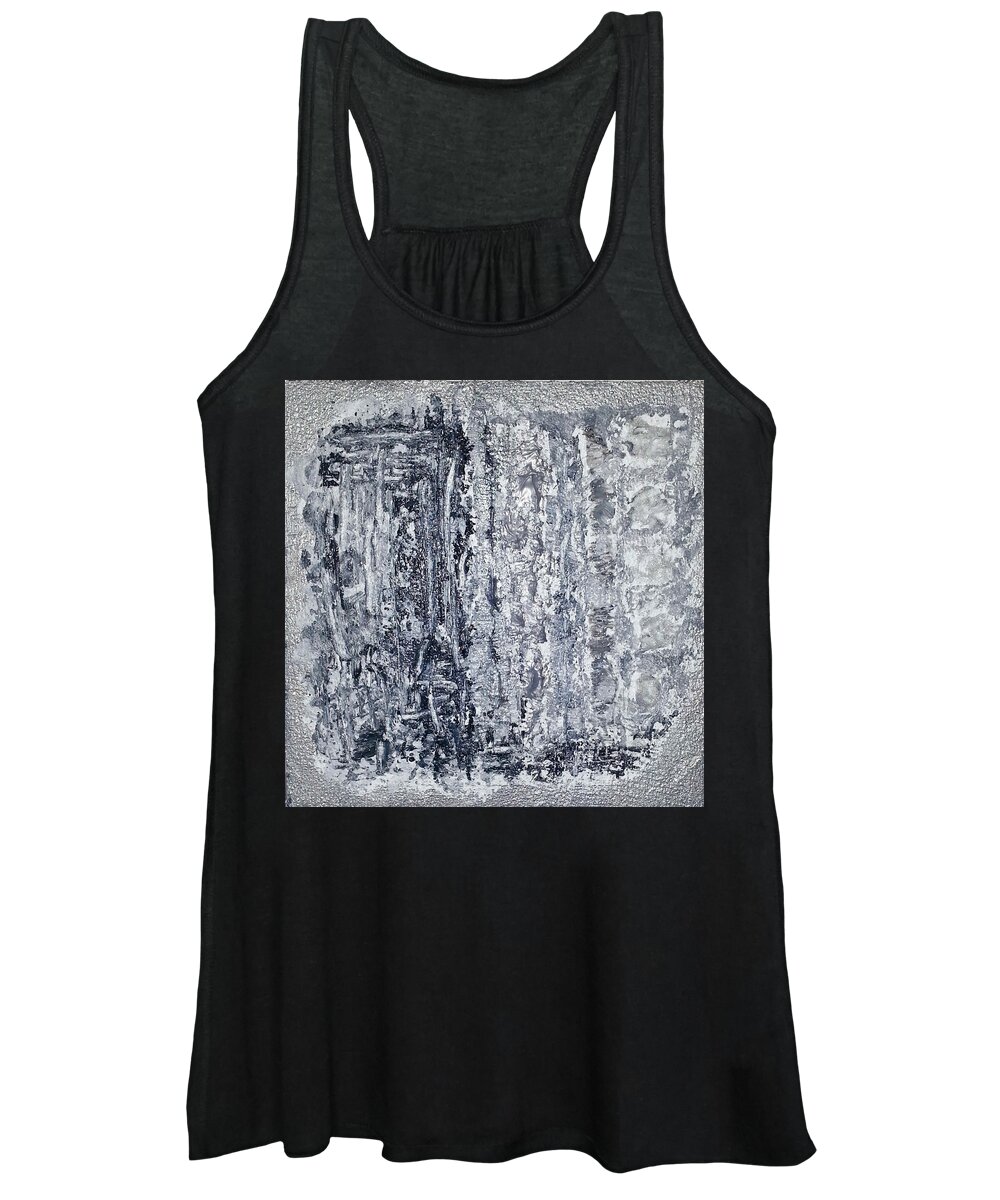 Abstract Artwork Women's Tank Top featuring the painting G1 - greys by KUNST MIT HERZ Art with heart