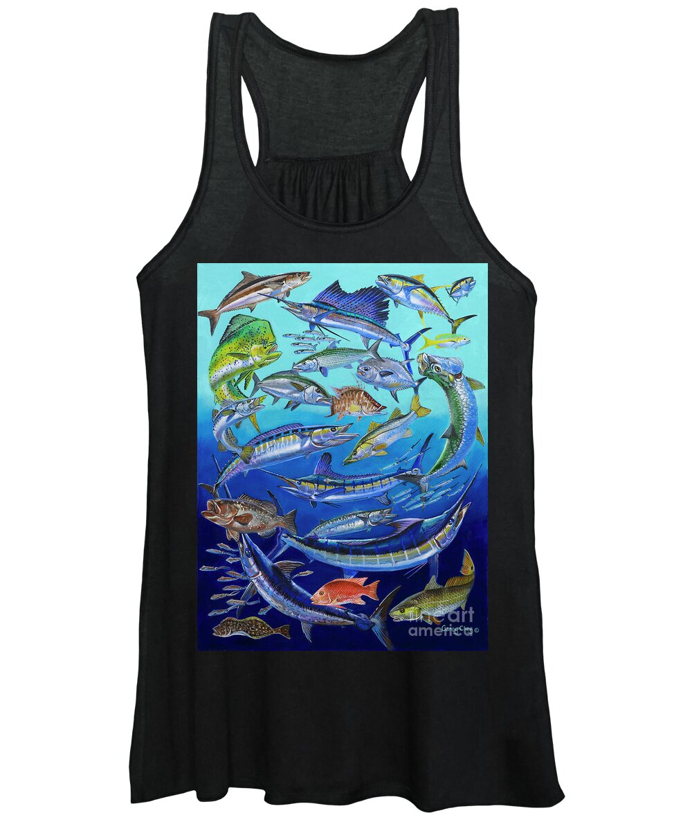 Gamefish Women's Tank Top featuring the painting Gamefish Collage In0031 by Carey Chen