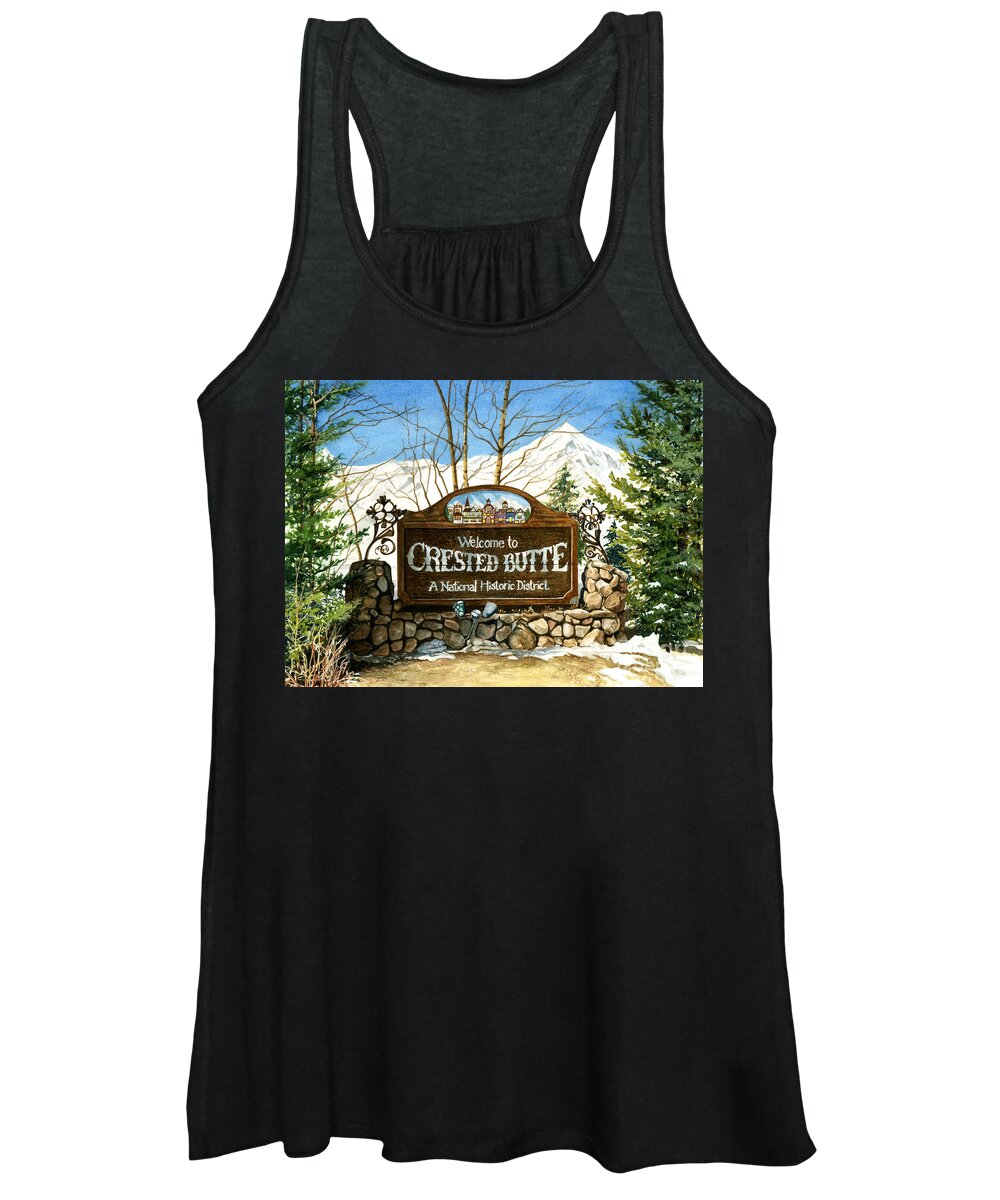 Water Color Paintings Women's Tank Top featuring the painting Gateway to Grandeur by Barbara Jewell