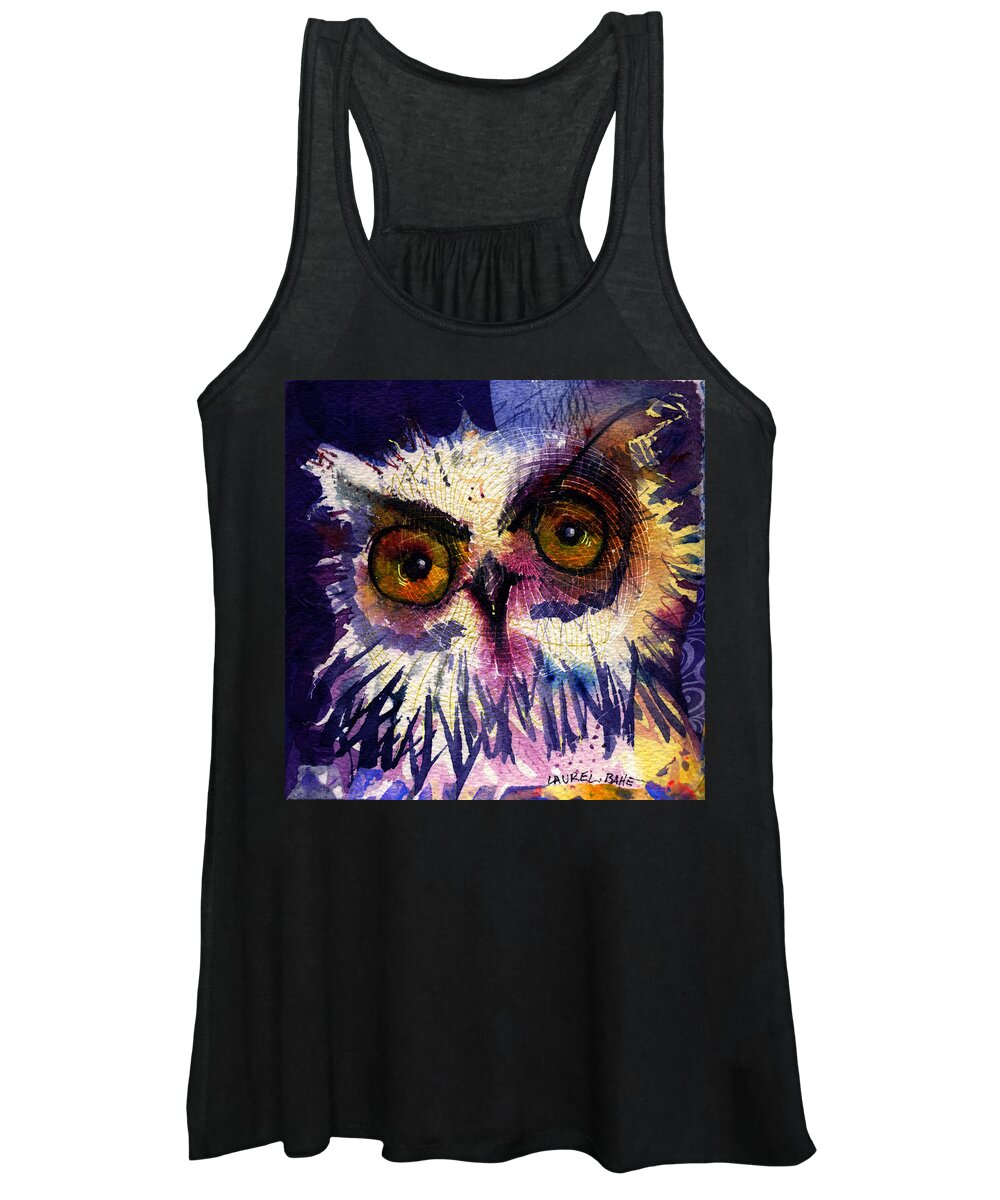 Owl Women's Tank Top featuring the painting Get Over It by Laurel Bahe