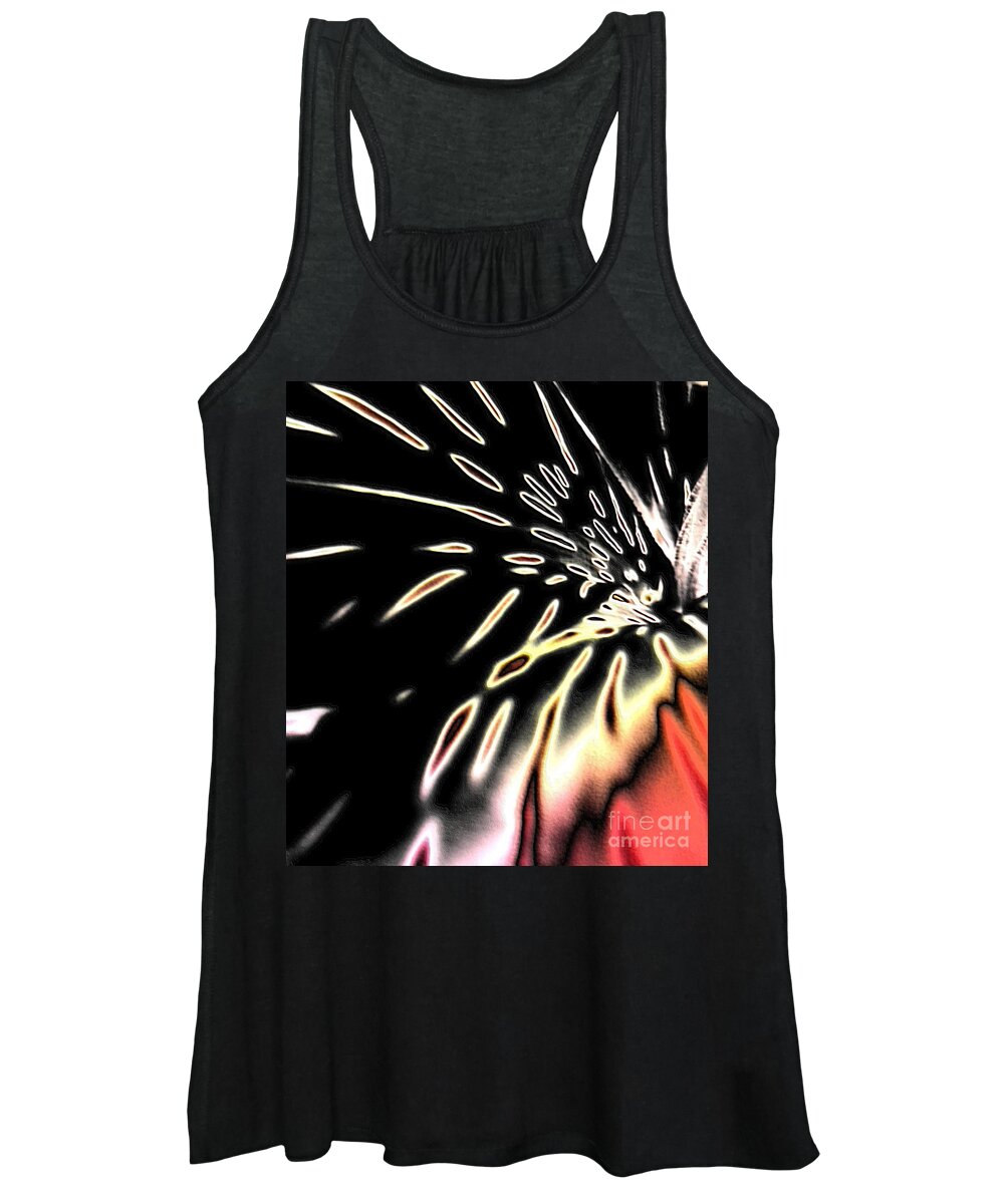 Glowing Beauty Women's Tank Top featuring the photograph Glowing Beauty. Abstract. Black, Red, Gold by Oksana Semenchenko