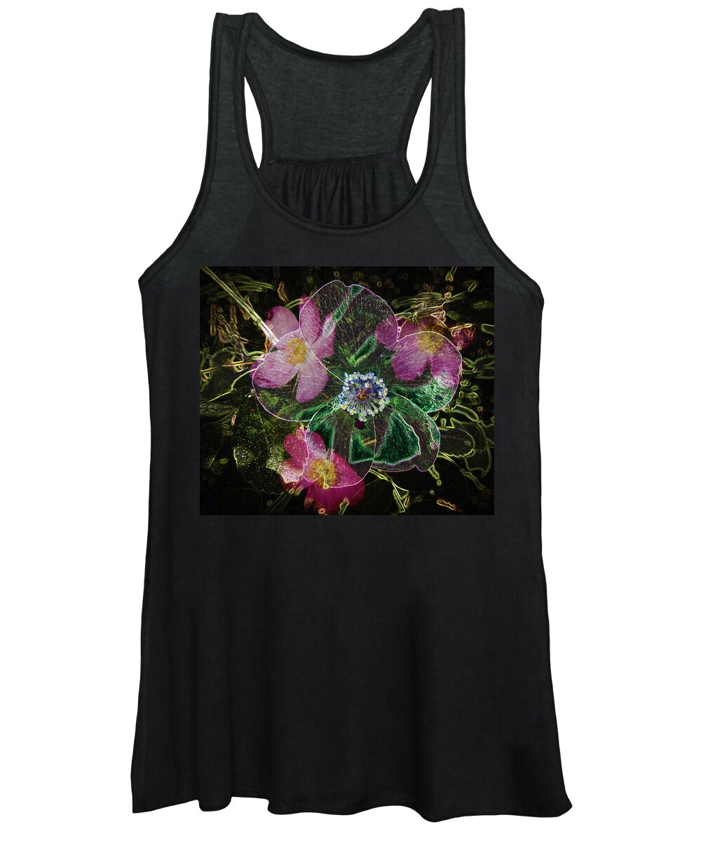 Abstract Women's Tank Top featuring the photograph Glowing Wild Rose by Penny Lisowski