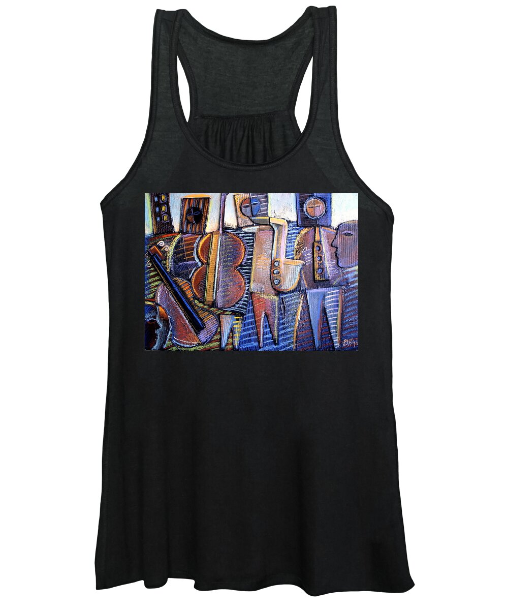 Music Theme Women's Tank Top featuring the painting Gods of Jazz by Gerry High