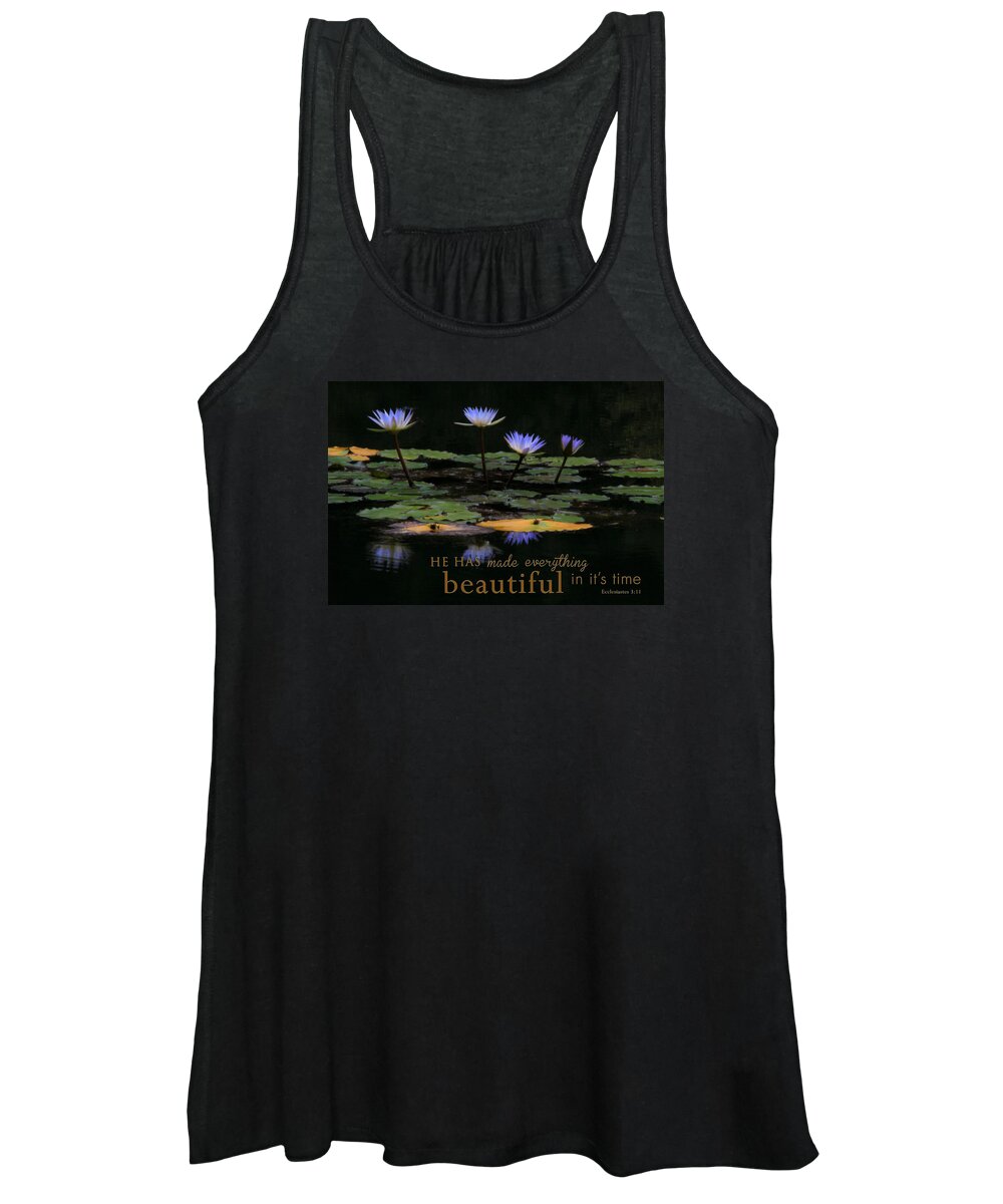 Flower Photography Women's Tank Top featuring the photograph Peace of Mind with Message by Mary Buck
