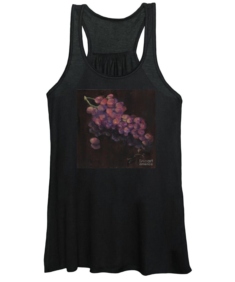 Flame Grapes Women's Tank Top featuring the painting Grapes in Reflection by Maria Hunt