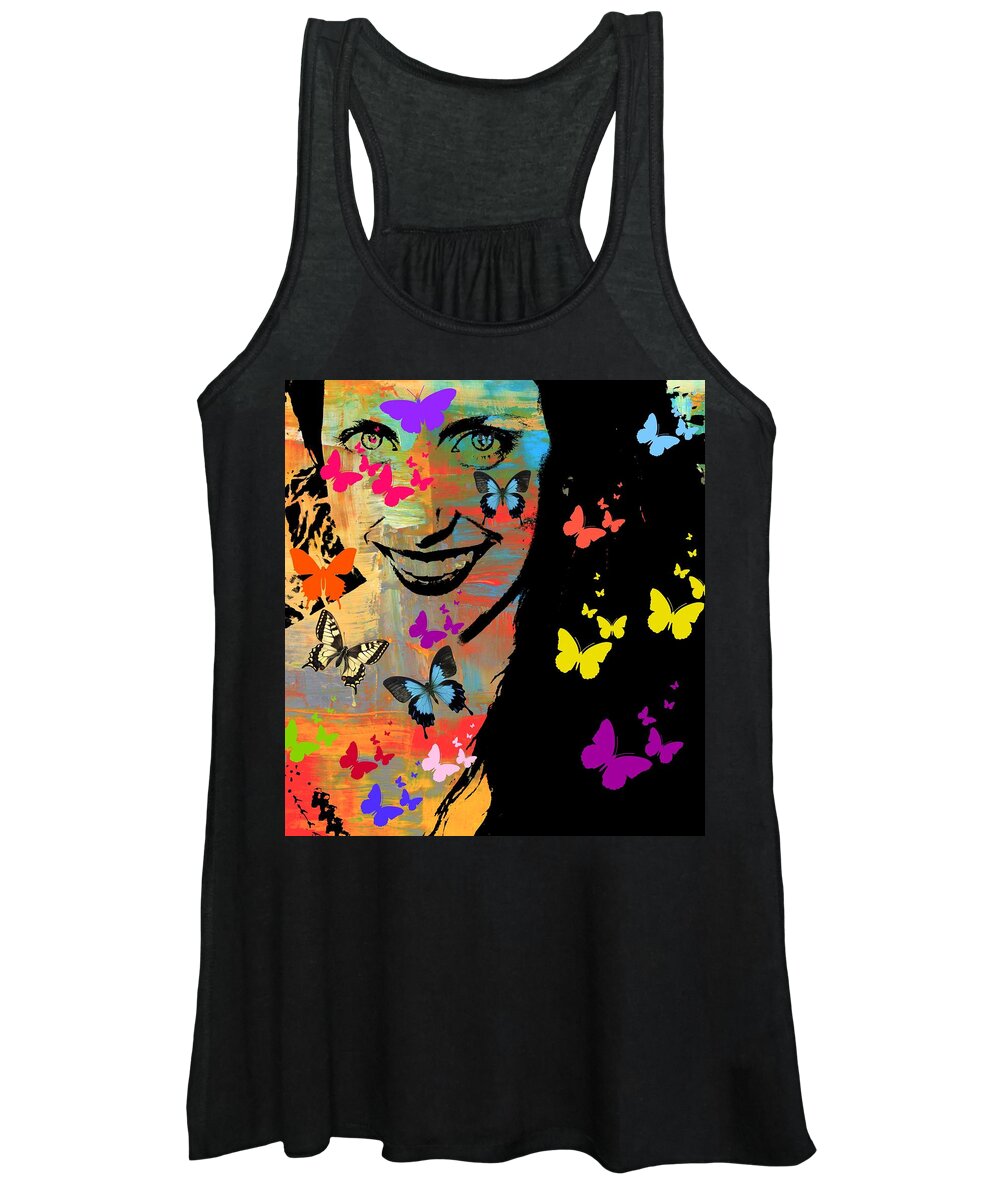 Girl Women's Tank Top featuring the photograph Groovy Butterfly Gal by Kathy Barney